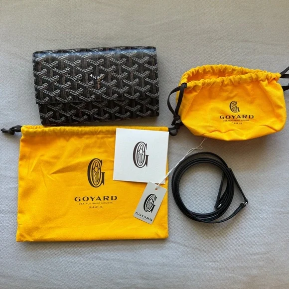 NWT🖤GOYARD🖤Varenne Continental Goyardine Canvas Calfskin Crossbody Bag - Picture 3 of 14